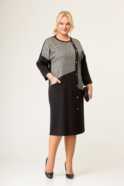 Платье прямого силуэта из трикотажа с вытачками и карманом Swallow 647 - фото 3