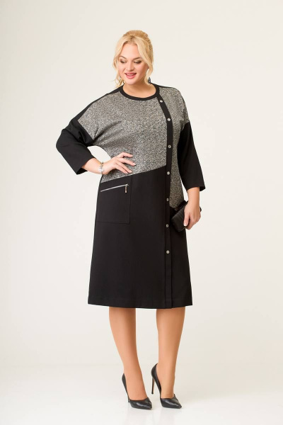 Платье прямого силуэта из трикотажа с вытачками и карманом Swallow 647 - фото 6