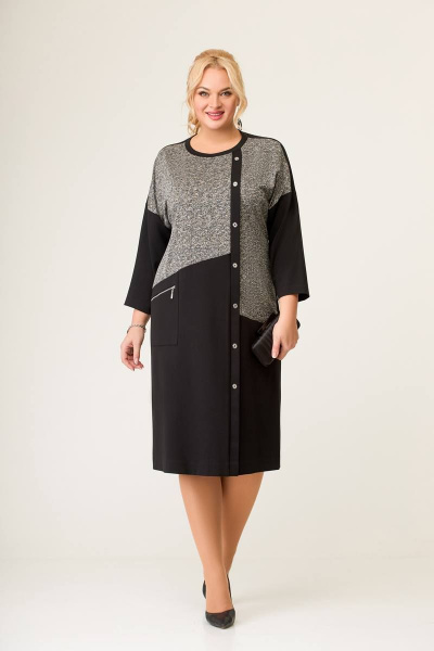 Платье прямого силуэта из трикотажа с вытачками и карманом Swallow 647 - фото 5