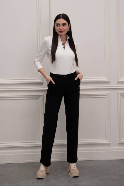 Демисезонные прямые брюки из джинса и хлопка с карманами Femme & Devur 9921 1.4F(170) - фото 1