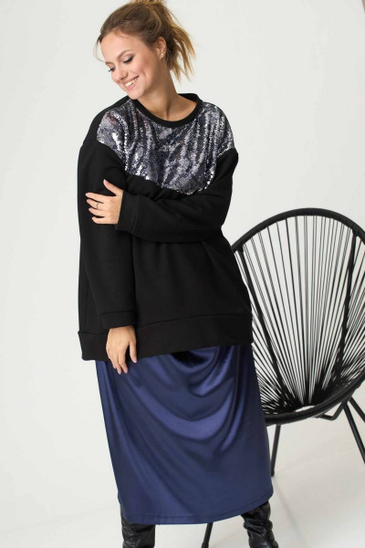 Платье-комбинация из атласа с водопадным вырезом SOVA 11046 синий - фото 9