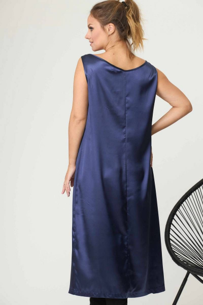 Платье-комбинация из атласа с водопадным вырезом SOVA 11046 синий - фото 6