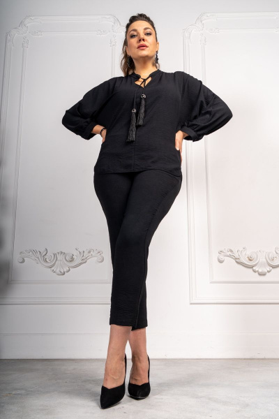 Костюм женский с блузой и брюками на любой случай Andina 930 черный - фото 10
