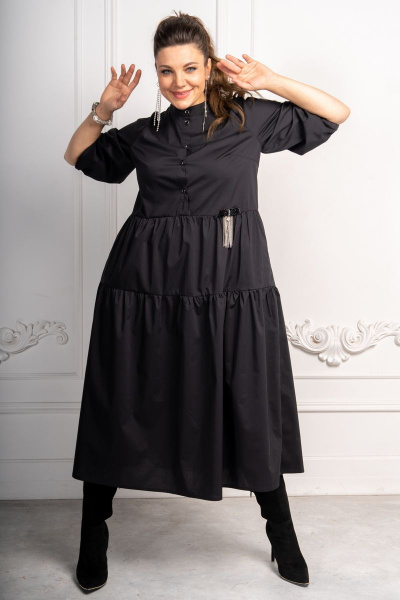 Платье-таранец с воланами и карманами в стиле бохо Andina 812 черный - фото 19