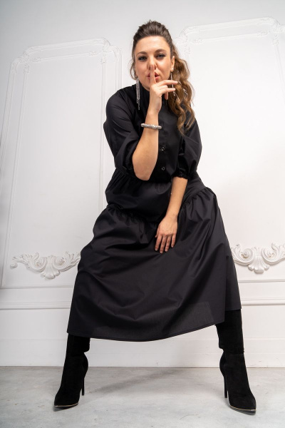 Платье-таранец с воланами и карманами в стиле бохо Andina 812 черный - фото 18