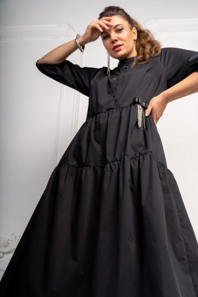 Платье-таранец с воланами и карманами в стиле бохо Andina 812 черный - фото 15