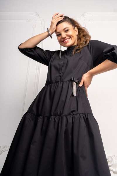 Платье-таранец с воланами и карманами в стиле бохо Andina 812 черный - фото 14