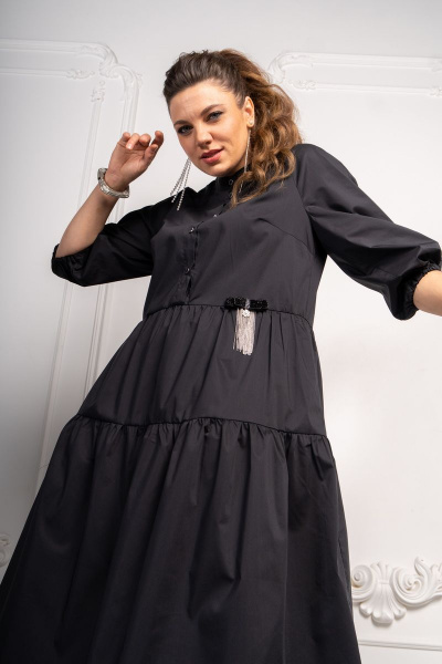 Платье-таранец с воланами и карманами в стиле бохо Andina 812 черный - фото 13