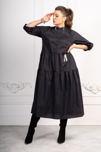 Платье-таранец с воланами и карманами в стиле бохо Andina 812 черный - фото 5