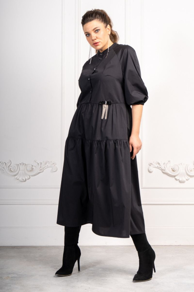 Платье-таранец с воланами и карманами в стиле бохо Andina 812 черный - фото 2