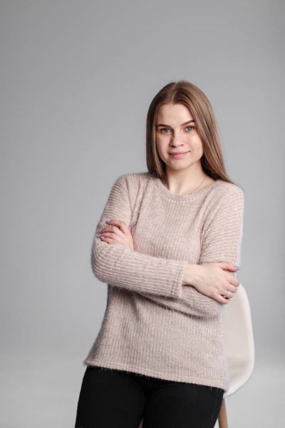 Джемпер из трикотажа с летучей мышью и круглыми горловиной и рукавом Mita ЖМ1059 - фото 2