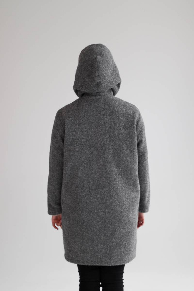 Пальто прямого силуэта с капюшоном и накладными карманами Mita ЖМ1159 темно-серый - фото 3