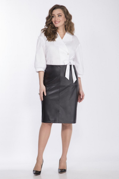 Юбка из экокожи прямого силуэта с молнией и поясом Matini 5.1547 черный - фото 4