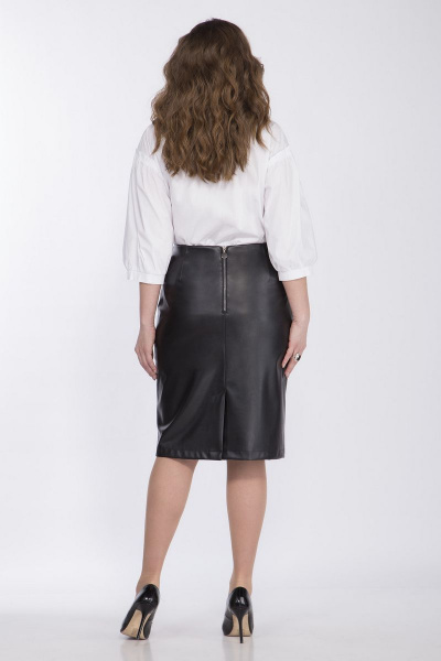 Юбка из экокожи прямого силуэта с молнией и поясом Matini 5.1547 черный - фото 8