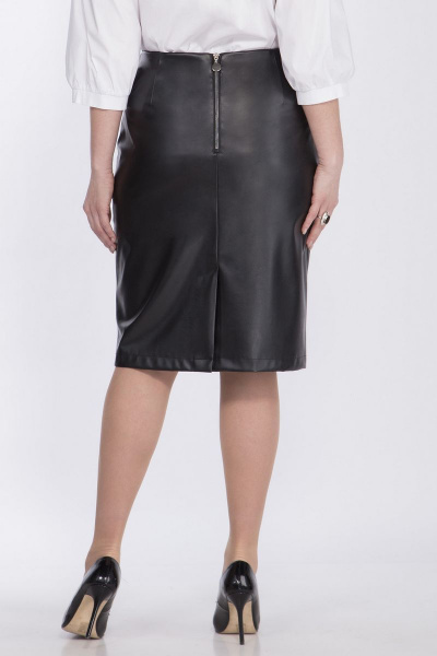 Юбка из экокожи прямого силуэта с молнией и поясом Matini 5.1547 черный - фото 6