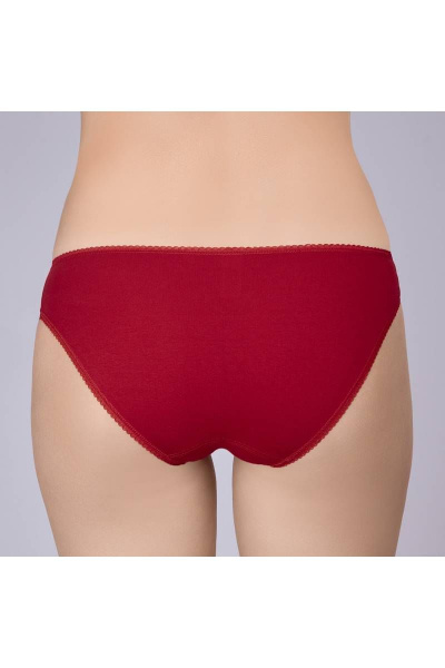 Трусы из хлопка с отделкой из эластичного кружева Verally 1066-2 красный - фото 2