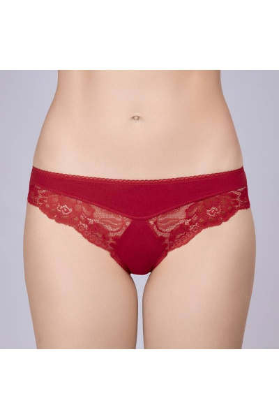 Трусы из хлопка с отделкой из эластичного кружева Verally 1066-2 красный - фото 1