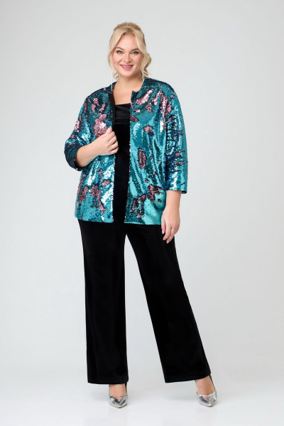 Брюки, жакет, топ Svetlana-Style 1816 бирюзовый+черный - фото 1