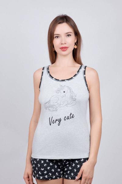 Мультиколор домашняя пижама майка без рукава и короткие шорты Verally 396-1 единорожки - фото 1
