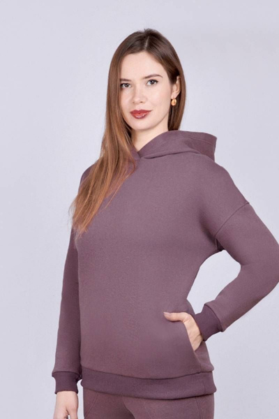 Худи женский из хлопка и трикотажа с капюшоном для демисезона Verally 440-1 крокус - фото 3