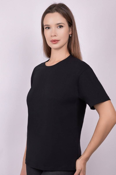 Майка из хлопка с эластаном прямой крой Круглогодичная Verally 452-1 черный - фото 3