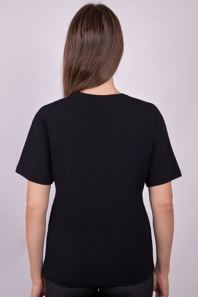Майка из хлопка с эластаном прямой крой Круглогодичная Verally 452-1 черный - фото 2