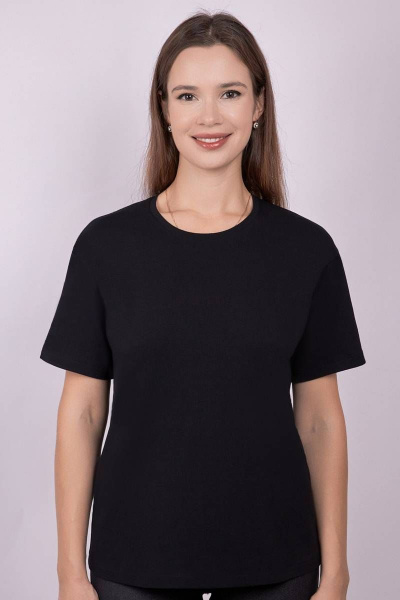 Майка из хлопка с эластаном прямой крой Круглогодичная Verally 452-1 черный - фото 1