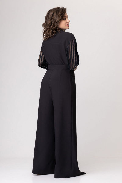 Черный нарядный комбинезон с широкими брюками и пиджачным воротником Avanti 1444-4 - фото 2