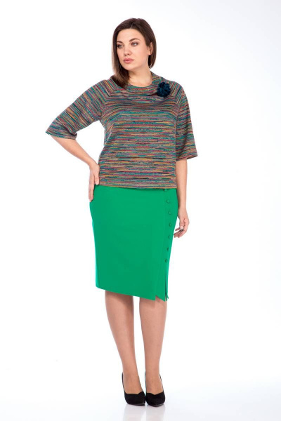 Зеленая юбка на потайной молнии с пуговицами Klever 382 зелень - фото 1