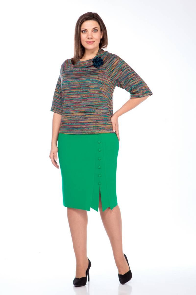 Зеленая юбка на потайной молнии с пуговицами Klever 382 зелень - фото 6