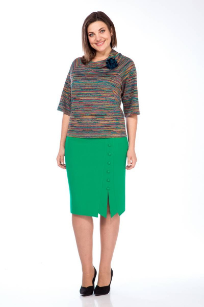 Зеленая юбка на потайной молнии с пуговицами Klever 382 зелень - фото 7