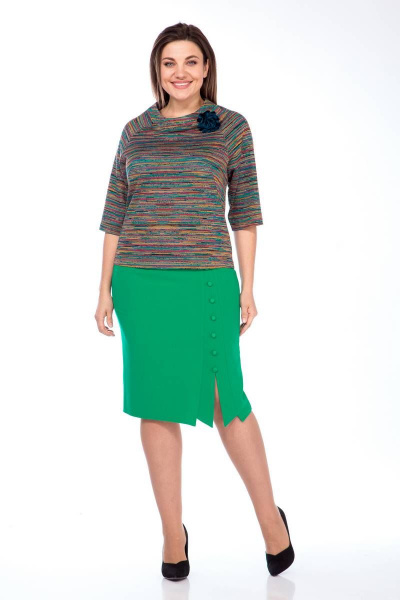 Зеленая юбка на потайной молнии с пуговицами Klever 382 зелень - фото 9