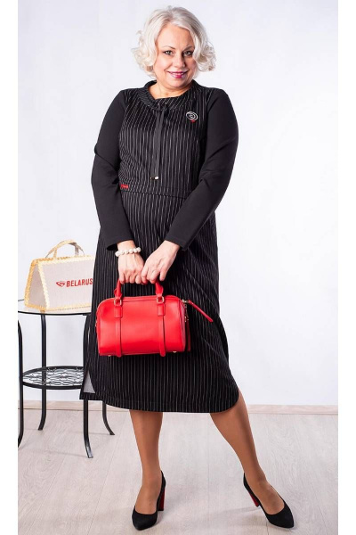 Платье полуприлегающее из вискозы и трикотажа с полоской Camelia 2241 1 - фото 3