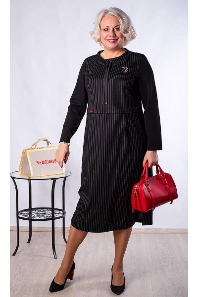Платье полуприлегающее из вискозы и трикотажа с полоской Camelia 2241 1 - фото 2