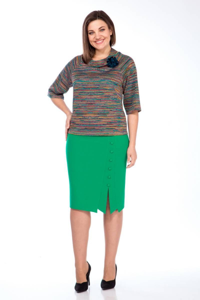 Мультиколоровая блуза из вискозы и трикотажа для повседневных образов Klever 395-2 - фото 1