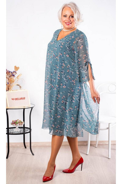 Платье нарядное трапеция из шифона и трикотажа Camelia 21202 2 - фото 2