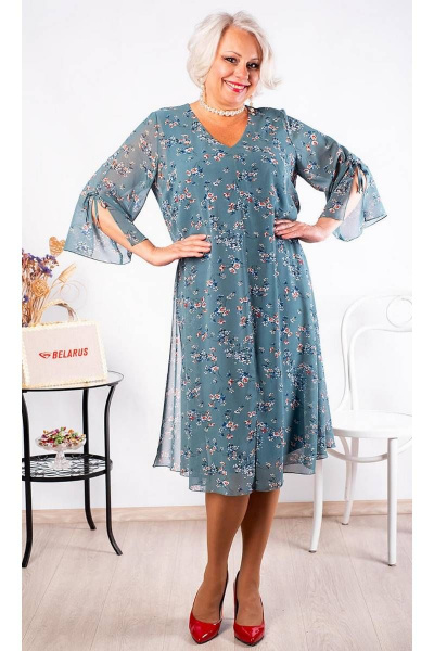 Платье нарядное трапеция из шифона и трикотажа Camelia 21202 2 - фото 1