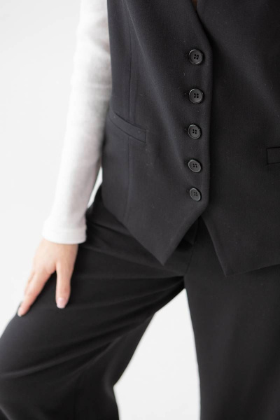 Жилет приталенный деловой стиль для офисных образов Ivera 3021 черный - фото 4