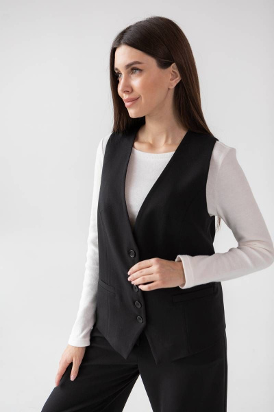 Жилет приталенный деловой стиль для офисных образов Ivera 3021 черный - фото 3