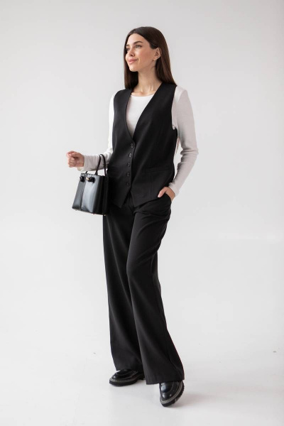 Жилет приталенный деловой стиль для офисных образов Ivera 3021 черный - фото 10