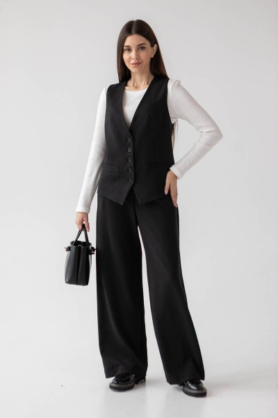 Жилет приталенный деловой стиль для офисных образов Ivera 3021 черный - фото 1