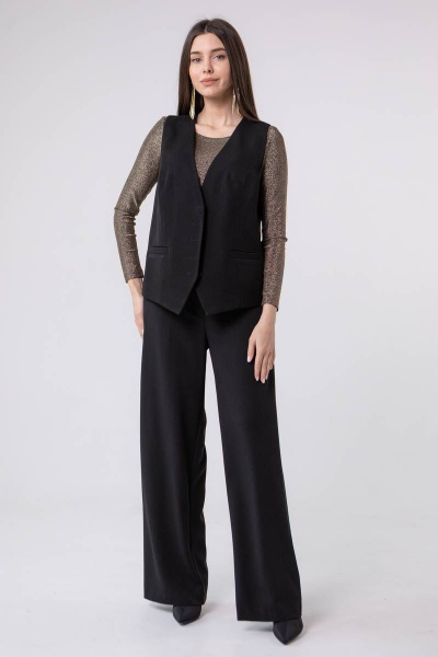 Жилет приталенный деловой стиль для офисных образов Ivera 3021 черный - фото 7