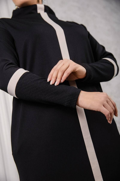 Стильное зауженное платье из вискозы с боковыми карманами ASV 2564 черно-бежевый - фото 6