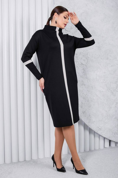 Стильное зауженное платье из вискозы с боковыми карманами ASV 2564 черно-бежевый - фото 4