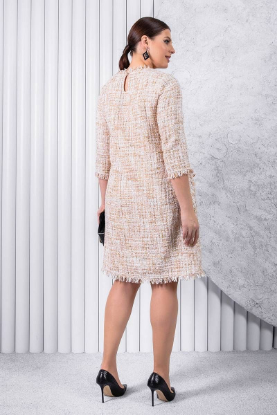 Деловое трапециевидное платье из ткани на пуговицах ASV 2570 бежевый - фото 4