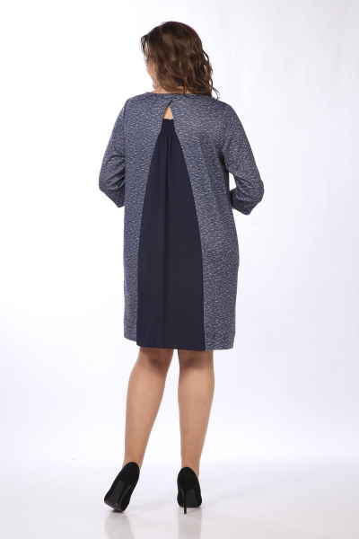 Платье с пришивными украшениями и накладными карманами Lady Style Classic 1540 синие_тона - фото 4