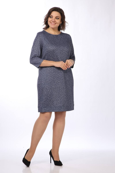 Платье с пришивными украшениями и накладными карманами Lady Style Classic 1540 синие_тона - фото 2
