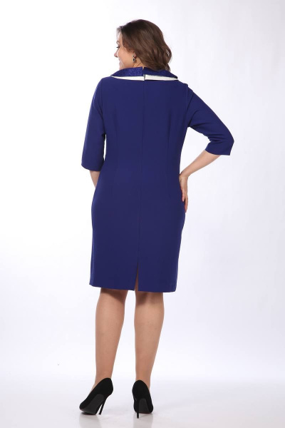 Платье с гипюром, отрезным поясом и разрезом снизу Lady Style Classic 548 васильковый - фото 7