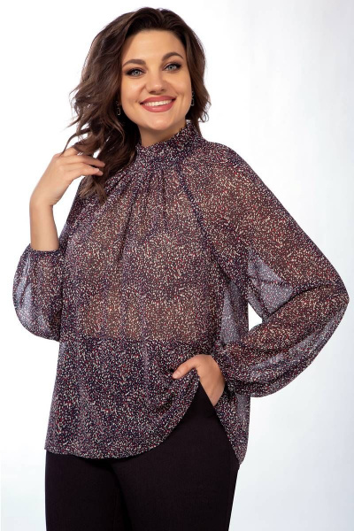 Блуза из шифона с рюшей и сборками LaKona 11478 синий - фото 1