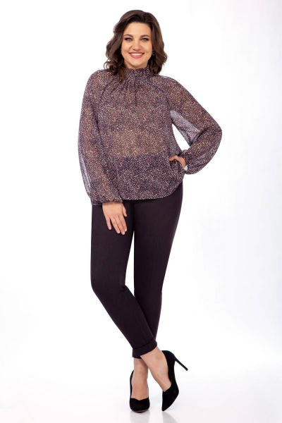 Блуза из шифона с рюшей и сборками LaKona 11478 синий - фото 2